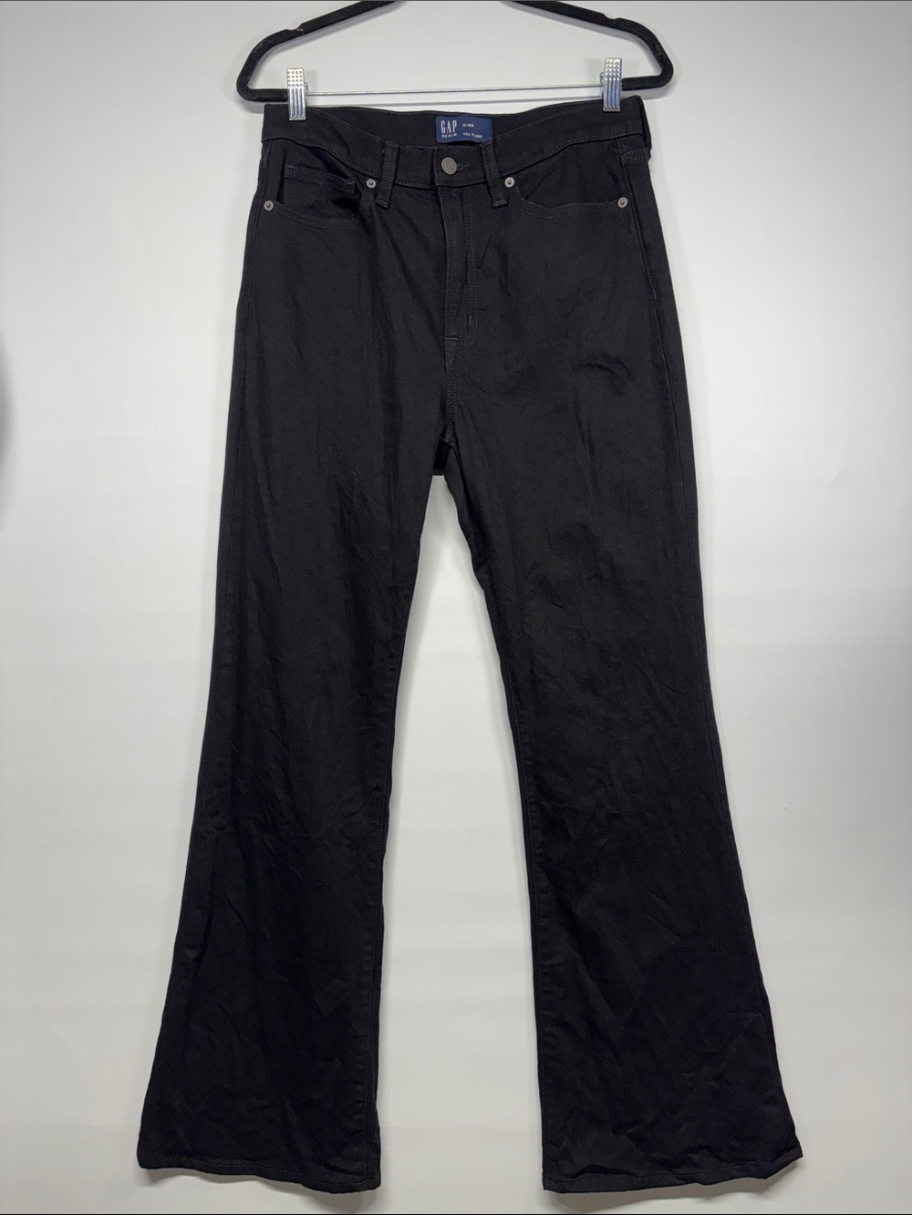 ✨GAP Denim 70s Flare Jeans Black Retro Wide Leg Women’s Jeans Black Size 10/30R - Picture 2 of 15